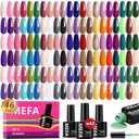 MEFA 46 Pcs Gel Nail Polish Set, 42 Colors All Seasons Nail Polish Set Colorful Begginer Kit with Base Coat & Glossy/Matte Top Coat, Gel Nail Art Manicure Salon DIY Gifts for Girls