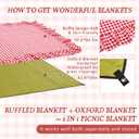 2-in-1 Extra Large Waterproof Picnic Blanket, 71x90in Dual Layers Portable Red Gingham Ruffled Mat Giant Beach Towel Yoga Leather Accessories Outdoor Camping Hiking Music Festival Pad