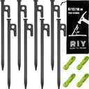 8 Pack Tent Stakes Heavy Duty Metal Tent Pegs for Camping Steel Tent Stakes 8 inch Unbreakable and Inflexible