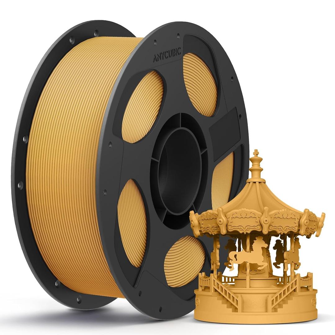 ANYCUBIC PLA 3D Printer Filament, 3D Printing PLA Filament 1.75mm Dimensional Accuracy +/- 0.02mm, 1KG Reusable Spool (2.2 lbs), Gold