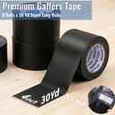 4 Inch Black Gaffers Tape -8 Roll Multi Pack Bulk -30 Yards per Roll - Easy Tear, No residue Non Reflective Gaff Tape -Waterproof Matte Cloth Gaffing Tape for Professional Photography, Filming, Stage