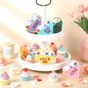 Thyle 6 Pcs Valentines Day Conversation Hearts Decor 3.2 Valentine Wooden Candy Heart Tiered Tray Table Decorations Sweet Sprinkle Wood Heart Be Mine Kiss Me Desk Sign for Centerpiece Home Party