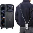 MAGEASY Compatible with iPhone 17 Pro 6.3" Case with Crossbody Strap  16ft Drop Protection, Compatible with MagSafe | Roam M (Midnight)