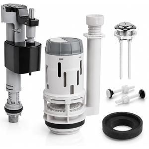 3 Inch Dual Flush Valve Replacement Kit for 2-Piece Toilets, Toilet Repair Kit Inside Tank with Fill Valve, Push Button, Gasket & Bolts, Fix Leaks, Running Toilet & Weak Flush, Water Saving