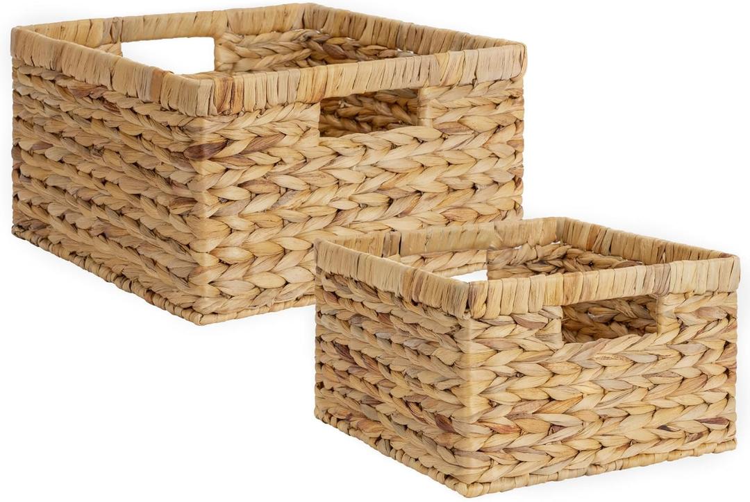 StorageWorks Wicker Storage Basket, Large and Small Baskets, Water Hyacinth Basket for Organizing, Decorative Water Hyacinth Storage Baskets, Set of 2 (11"D x 11"W x 7"H + 9"D x 9"W x 6"H) StorageWorks Wicker Storage Basket, Large and Small Baskets, Water Hyacinth Basket for Organizing, Decorative Water Hyacinth Storage Baskets, Set of 2 (11"D x 11"W x 7"H + 9"D x 9"W x 6"H)
