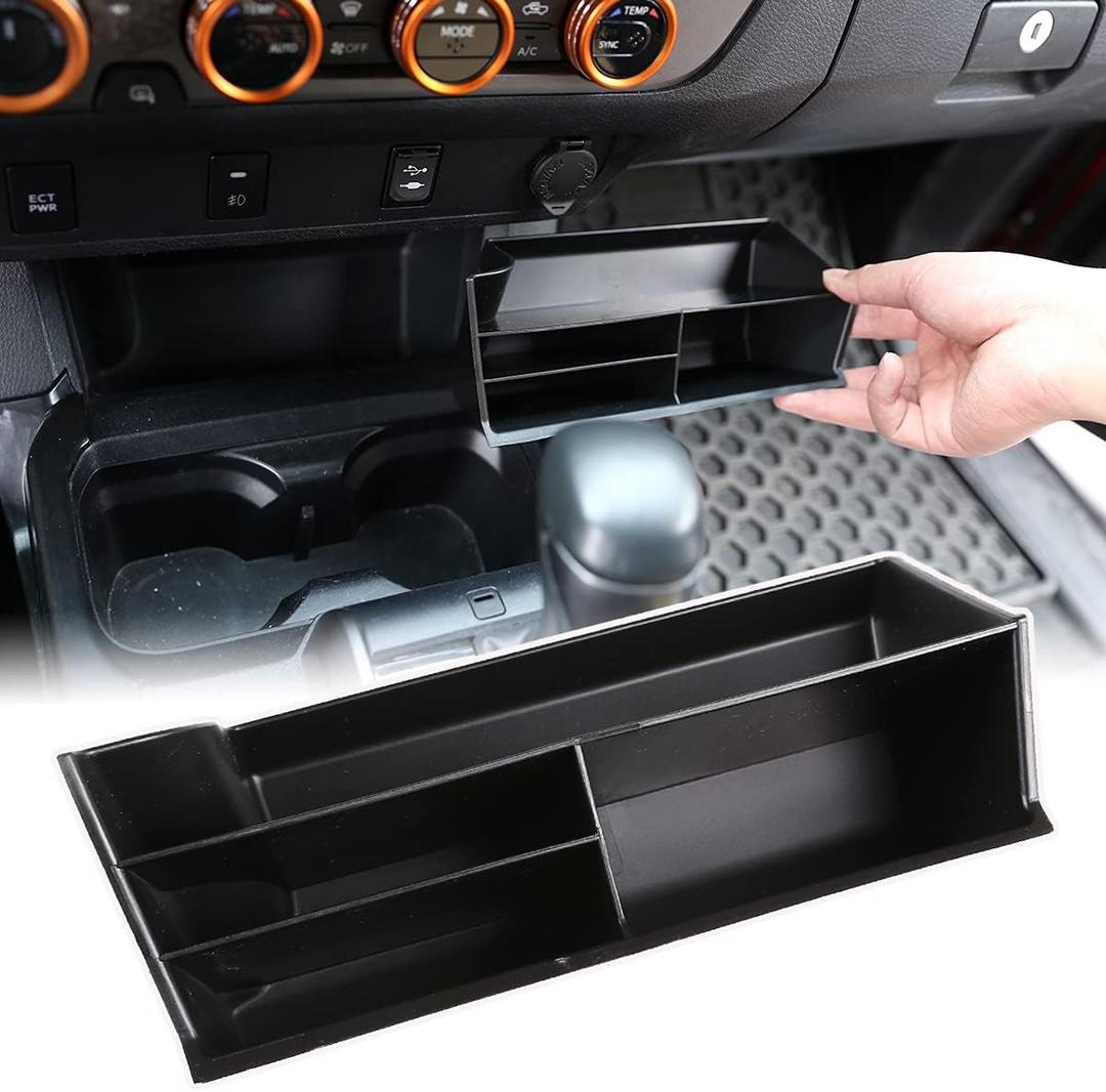 For Toyota Tacoma 2016-2020-23, Gear Shift Console Side Tray Organizer Gear, Shift Console Side Storage Box, Shifter Storage Box Interior Accessories, Central control storage box, Holds a U.S. Patent