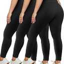 HLTPRO 3 Pack Plus Size Leggings for Women High Waist Stretchy Soft Pants for Workout Running Yoga, XXL