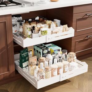 Pull Out Cabinet Organizer, Expandable Width (12"-18") and Depth (13.7"-23.6"),Pull Out Drawers for Cabinets, Slide Out Drawers for Kitchen Cabinets with Sturdy Metal Pull Out Shelves