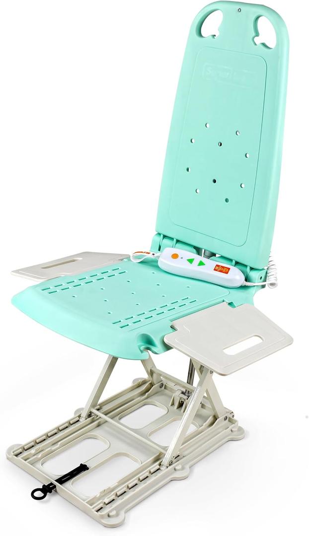 SuperHandy GoRise LT Portable Floor & Bath Lift - Lightest Weight 19lbs, Foldable, 330 Lbs Capacity, IP68 Waterproof Bath tub Lifts for Seniors, Ergonomic Seat with Removable Panels [Patented]