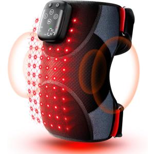 LTW Knee Massager with Heat and Red Light Therapy for Knee Pain Relief | FSA&HSA, 5000mAh Cordless Heated Knee Brace with 3 Heat / 3 Vibration / 5 Light Levels, 72 Red Lights 660nm & 850nm infrared