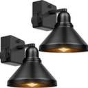Brightever Motion Sensor Outdoor Wall Lights, Dusk to Dawn Porch Lights Outdoor Wall Sconces, Exterior Barn Lighting Fixtures with Outlet, Black Outside Lights for House, 2-Pack