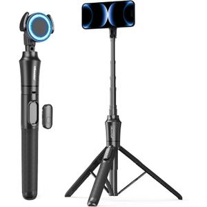 UBeesize 72'' Magnetic Tripod for iPhone with Remote, Extendable Cell Phone Tripod Stand, Compatible with MagSafe, Selfie Stick Tripod for iPhone 15 14 13 12 11 Series and Android Phones (Black)