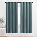 NICETOWN Blackout Curtains 63 Length for Nursery - Grommet Window Treatment Thermal Insulated Solid Room Darkening Drapes for Living Room, Greyish Blue, 1 Panel, W52 x L63