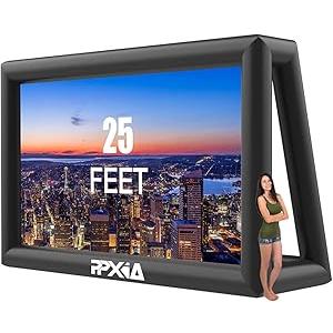 Inflatable Movie Screen Outdoor Projector Screen for Outside 25ft, Large Blow Up Screens Front and Rear Projection with Air Blower, Best for Movie Nights Backyard Home Theater