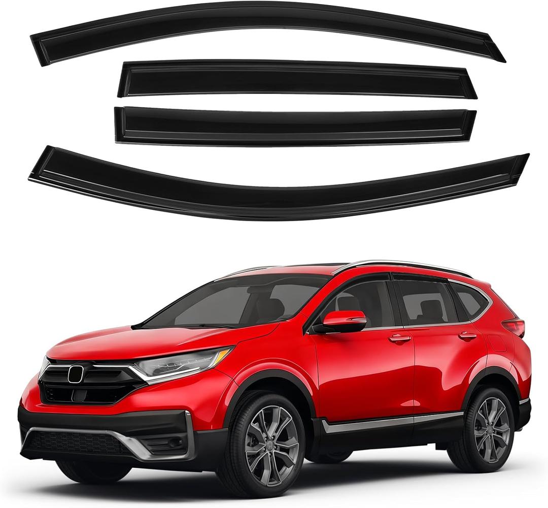 Canvcle CRV Rain Guards - Window Visors for Honda CR-V 2017-2022, Outside-Mount Tape-On Side Window Wind Deflectors for CRV Accessories, Vent Visors Shades Rainproof 4PCS