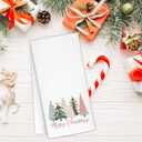 Merry Christmas Tree Kitchen Towels 16x24 Inch, Coquette Pastel Bow Christmas Tree Hand Towels for Bathroom Decorative, Preppy Pink Xmas Dish Tea Towel for Kitchen Decor