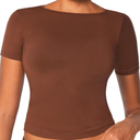 Sunzel Short Sleeve Fitted Basic T Shirts for Women, Soft Crew Neck Basic Crop Tee Cute Trendy Summer Tops Tight Tees,XL