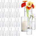 48 Pack Glass Cylinder Vases 4,6,8,10 Inch Tall Clear Flower Vase Hurricane Floating Candle Holder for Table Centerpiece Wedding Home Decor