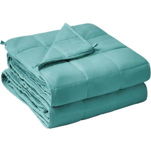 yescool Weighted Blanket for Adults (15 lbs, 48" x 72", Teal) Cooling Heavy Blanket for Sleeping Perfect for 140-160 lbs, Twin Size Breathable Blanket with Premium Glass Bead, Machine Washable