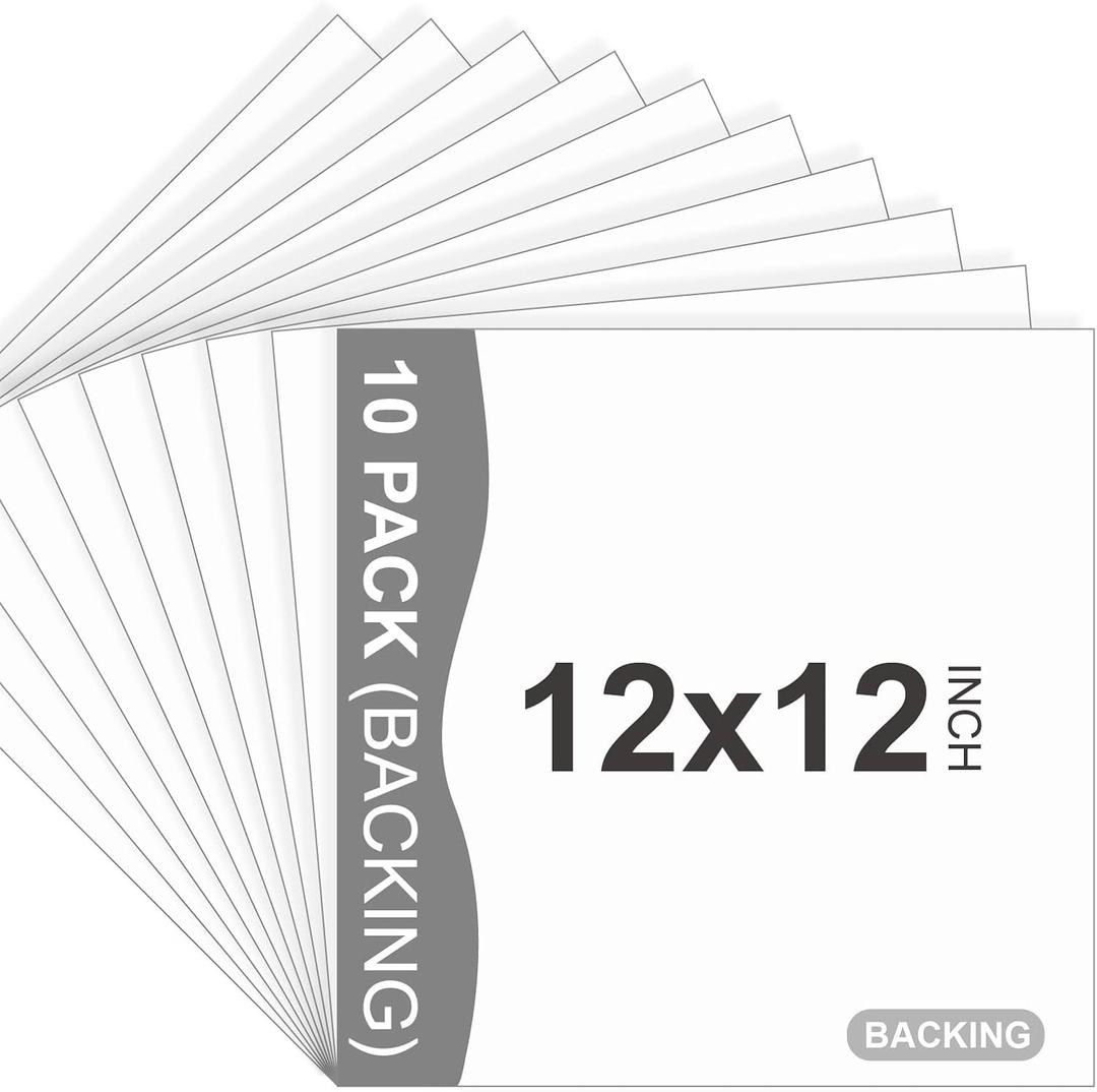 Somime 10 Pack Backing Boards, 12x12 Uncut White Mats Matboards, Acid-Free Backerboards for Art Prints, Ideal for Photos, Pictures, Prints, and Frames