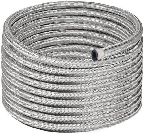 EVIL ENERGY 6AN Fuel Line, AN6 Braided Fuel Hose Nylon CPE 20FT Silver