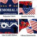 Memorial Day Banner 6x4FT Patriotic Backdrop with Ribbon, Polyester Memorial Day Decorations Banner with 4 Brass Grommets for Remember and Honor Party Photography Indoor Outdoor Decor