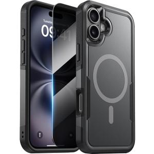 Diaclara Magnetic for iPhone 16 Plus Case, [with Privacy Screen Protector] [Anti Spy] [Military Grade Drop Protection] Heavy Duty Full-Body Shockproof Phone Case, Magnetic Black