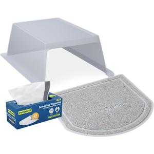 PetSafe ScoopFree Clumping Automatic Self Cleaning Cat Litter Box Hood and Accessory Bundle Includes Litter Box Hood, Waste Bin Liners for Easy Cleanup and Litter Mat for Less Tracking and Mess