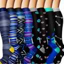 Graduated Copper Compression Socks for Men & Women Circulation 8 Pairs 15-20mmHg - Best for Running Athletic Cycling (Large-X-Large, 14 Grey/Blue/Multi/Multi/Blue/Gray/Black/Black)