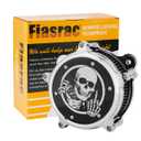 High Flow Air Filter Intake Kit with Skull Design for Harley Dyna Softail Touring EVO (Chromed, Built-in Breather) 1993-2017