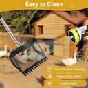 Chicken Poop Scooper for Sand, Coop Scoop 3 in 1 Rake Function with Fine Sieve Hole, Adjustable Stainless Handle 37" to 67", Scooper Chicken Poop Scooper for Sand