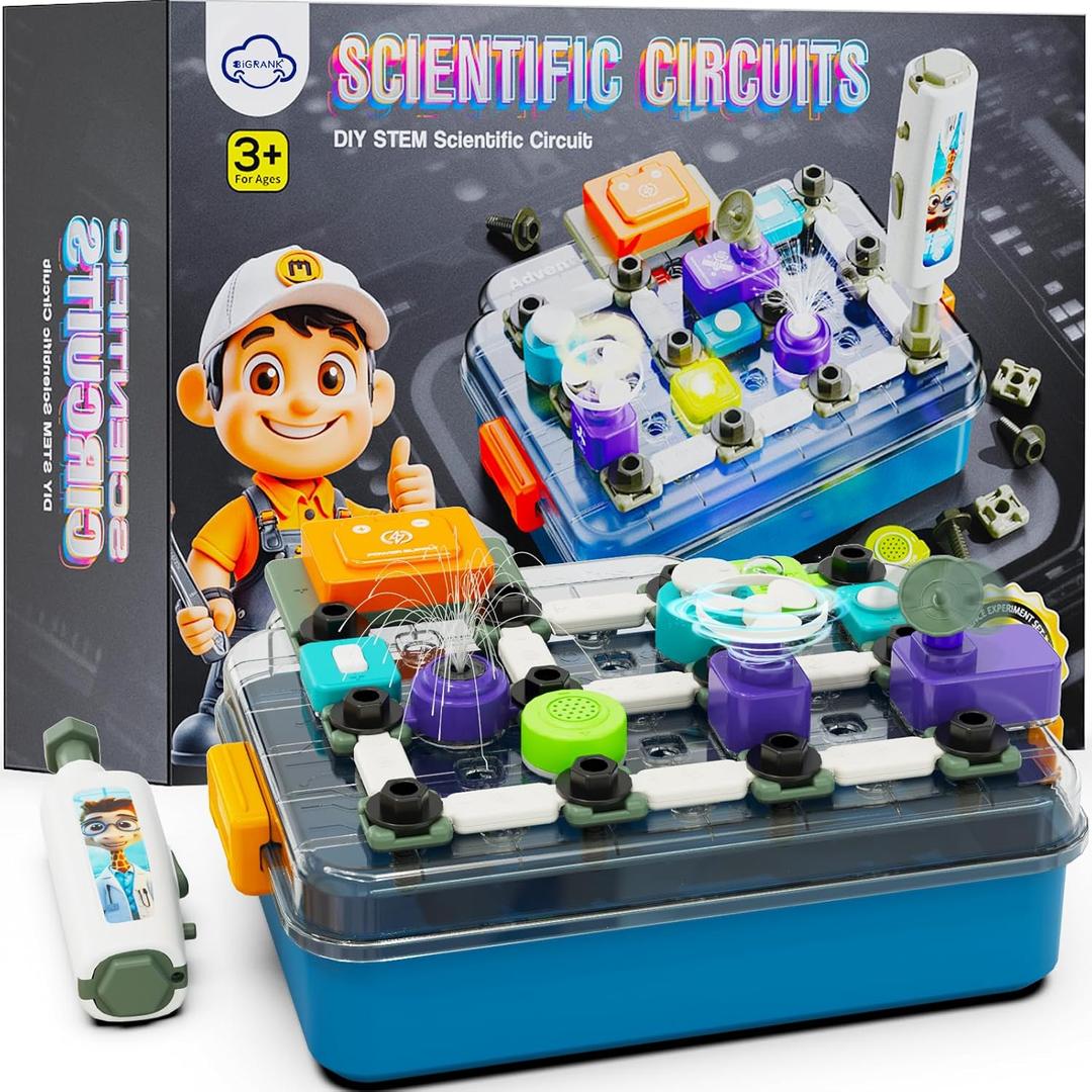 Science Kits for Kids Age 5-7 8-12, STEM Educational Learning Toys with 58 Circuit Parts, Over 520 Projects, Travel Sensory Table Fidget Toy for Boys Girls Birthday Gifts Ages 3 4 5 6 7 8 9 10 11 12