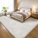 KCHOWUA Cream White Fluffy Area Rugs for Bedroom, 6x9 Machine Washable Plush Furry Fuzzy Rug for Living Room, Modern Soft Shag Shaggy Carpet for Kids Boy Girls Dorm Room Nursery,Ivory