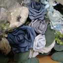 Ling's moment Dusty Blue Bridal Bouquet for Bride, Blue Wedding Bouquets for Bride, 13 Inch Silk Round Artificial Wedding Flowers Bouquets