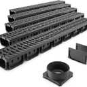 Vodaland - 4 Inch Trench Drain System with Grate - Black - Easy 2 (5 Pack)