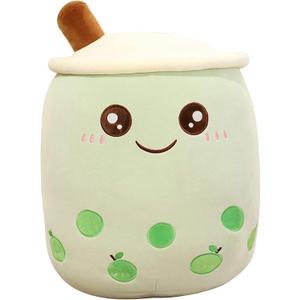 VHYHCY Cute Stuffed Boba Plush Bubble Tea Plushie Pillow Milk Tea Cup Pillow Food Plushie, Soft Kawaii Hugging Plush Toys Gifts for Kids(Green, 9.4 inch)
