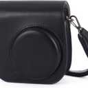 Phetium Instant mini 12 Camera Protective Case Compatible with Instax Mini 12 11,PU Leather Bag with Pocket and Adjustable Shoulder Strap (Black)