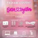 Better Together Neon Sign for Wall Decor - USB Powered Dimmable Pink Script LED Word Light for Wedding Backdrop Engagement Party Bridal Shower Sweetheart Table Couple Gift