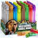 32 Pack Wild Animal Party Favors for Kids, Mini Bubble Wands Bulk Toys, Jungle Birthday Decoration, Safari Goodie Bag, Pinata Stuffer Supplies, Zoo Prizes Box Filler, Lion/Dog Return Gifts for Toddler