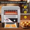 Dyna-Living Commercial Toaster 300 Slices/Hour Conveyor Toaster Commercial 1900W Heavy-duty Stainless Steel Rotating Toasters Oven for Restaurant, Conveyor Belt Toasters for Bun, Bagel, Bread