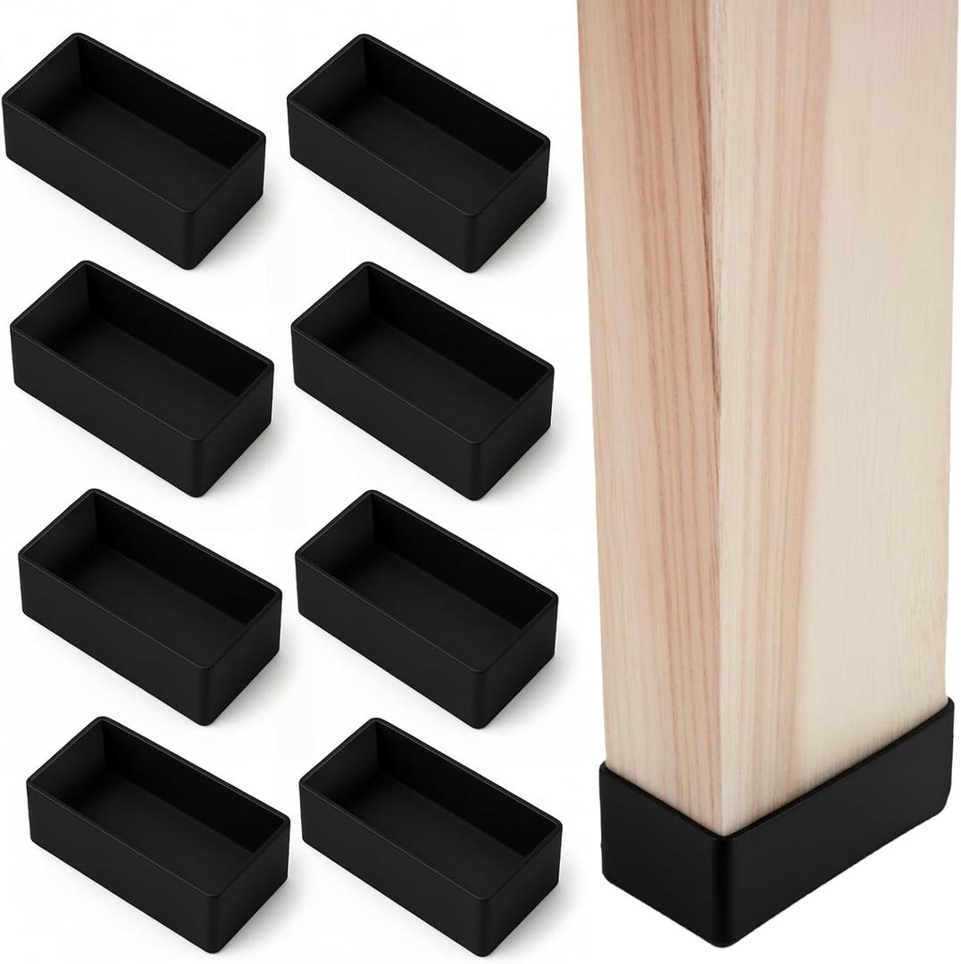 (8 PCS) 2x4 Wood Post Rubber End Caps (1.57" x 3.15")  Waterproof and Weather-Resistant Rubber Caps for Table Legs, Chair Legs, Armrests, and Outdoor Lumber Posts (Black)