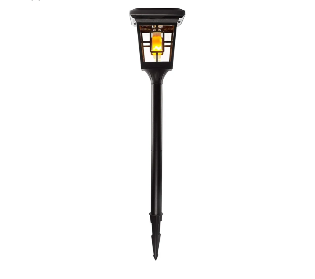 Luna Solar Outdoor Light, Flame Bulb Solar Accent Light: Stake, Pier and Wall Mounts, LED, Black, SB-57B 1-Pack