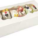 30pcs 9x4x3.5 Inch Cookie Boxes White Bakery Boxes with Window, Loaf Cake Boxes for Roll Cakes, Desserts, Muffins, Donuts, Candies and Pastries(9 Inch)