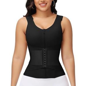SHAPSHE Waist Trainer for Women Postpartum Cincher Hourglass Tummy Control Body Shaper Workout Corset Shapewear in built Bra Black Size L