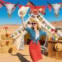 Cowboy Party Decorations Set - 12pcs Western Theme Supplies with Silver Fringe Backdrop, Horse, Revolver & Bull Skull Balloons, Bandana Banner for Birthday