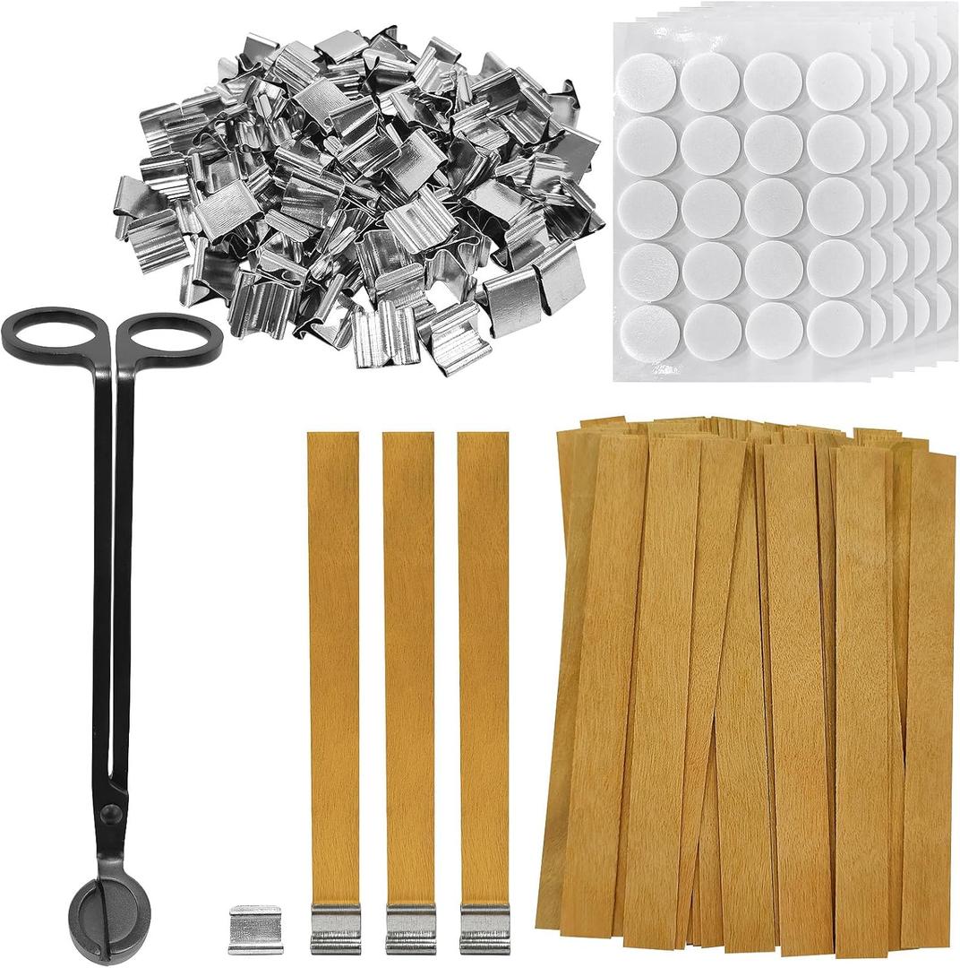 301Pcs Wood Wicks for Candles Making,Wooden Candle Wicks,with Trimmer Natural Crackling Wooden Wicks for DIY Candle Making