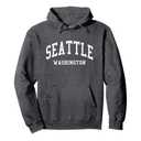 Seattle - Washington - Throwback Design - Classic Pullover Hoodie, M, Asphalt Grey