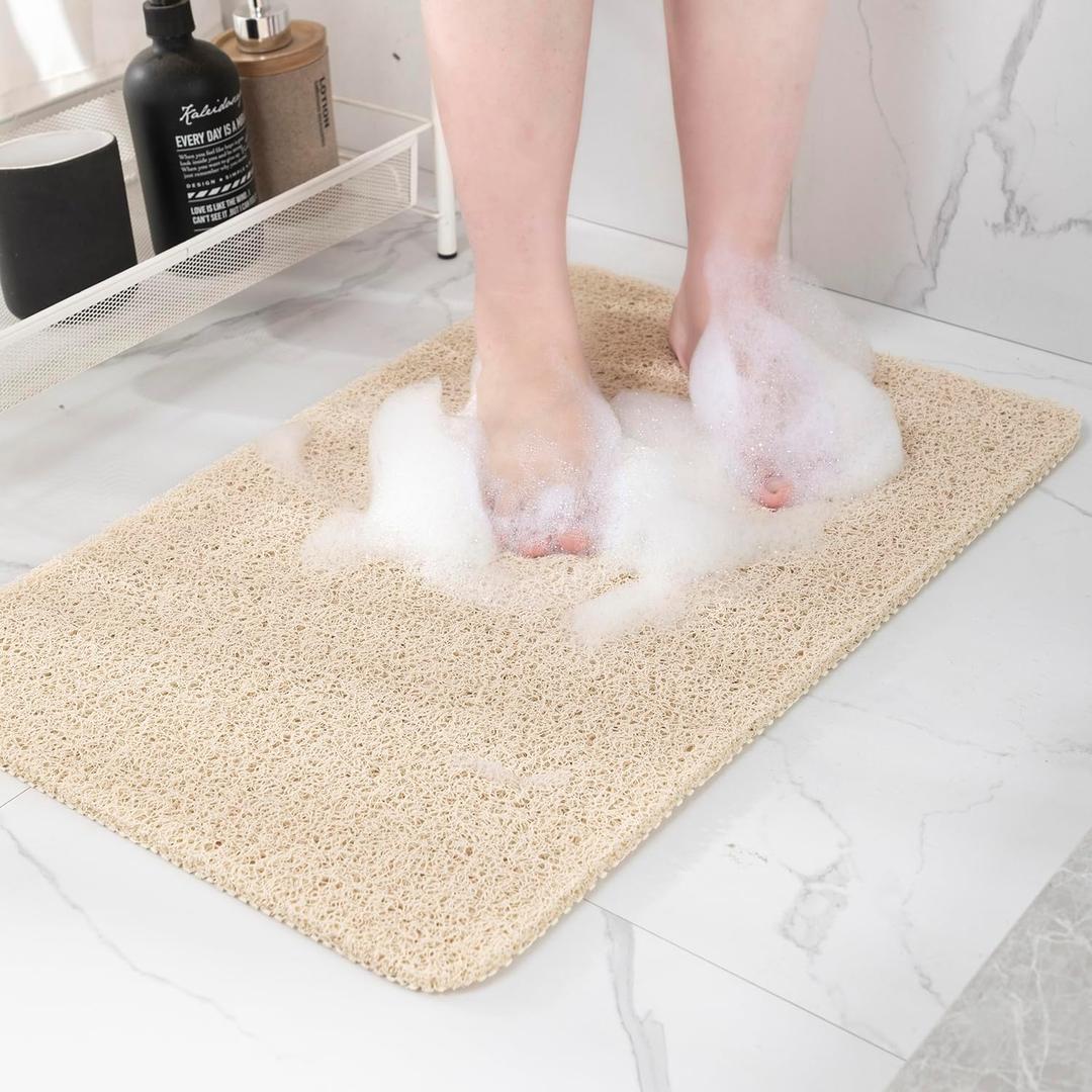 Hargiis Non-Slip Bathtub Mat, Anti Slip Shower Mat, Fast Drying Bathtub Mats, Foot Scrubber Mat, Anti Slip Mat for Tub, Floor, Bathroom, Kitchen, Home, Hotel (Beige 47"16")