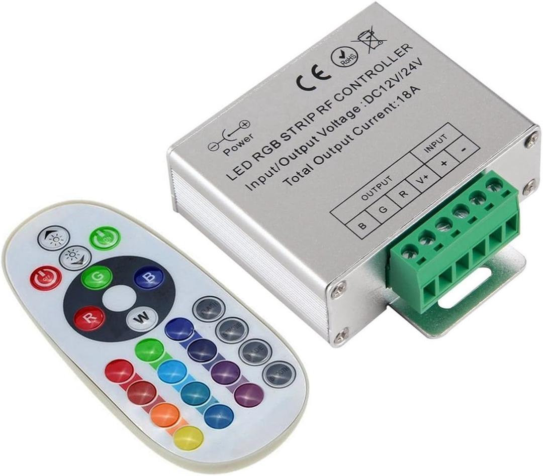 DC 12V-24V 18A LED Lights Controller 24Key RGB Remote Controller for 3528 5050 RGB LED Strip Lights, RGB Led Module Lights