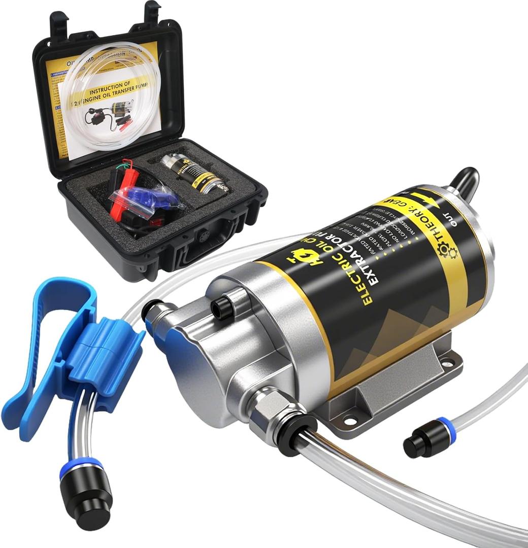 12V 100W Portable Oil Transfer Pump Set, 1-4L/min Fluid Transfer Pump for Engine Oil, Gear Oil, Lubricating Oil Change, Electric Self-Priming Motor Gear Oil Pump for Boat, Car, Trucks and Lawnmower